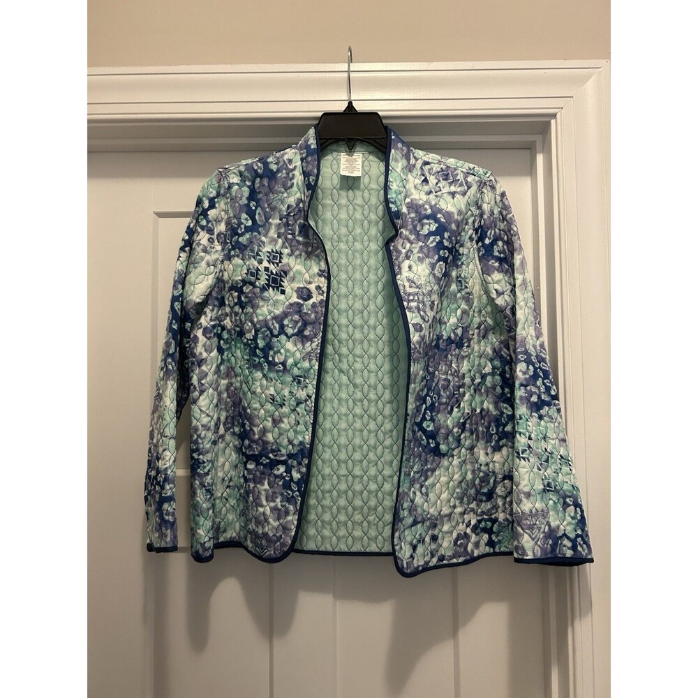 Alfred Dunner Size 10 Floral Print Quilted Light Jacket Reversible Cottagecore